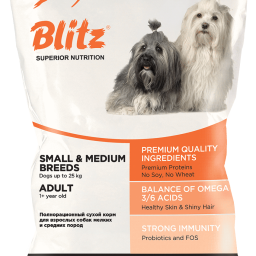 Blitz: сухой корм для взрослых собак мелких и средних пород