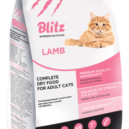 Blitz: сухой корм для взрослых кошек «Ягнёнок»