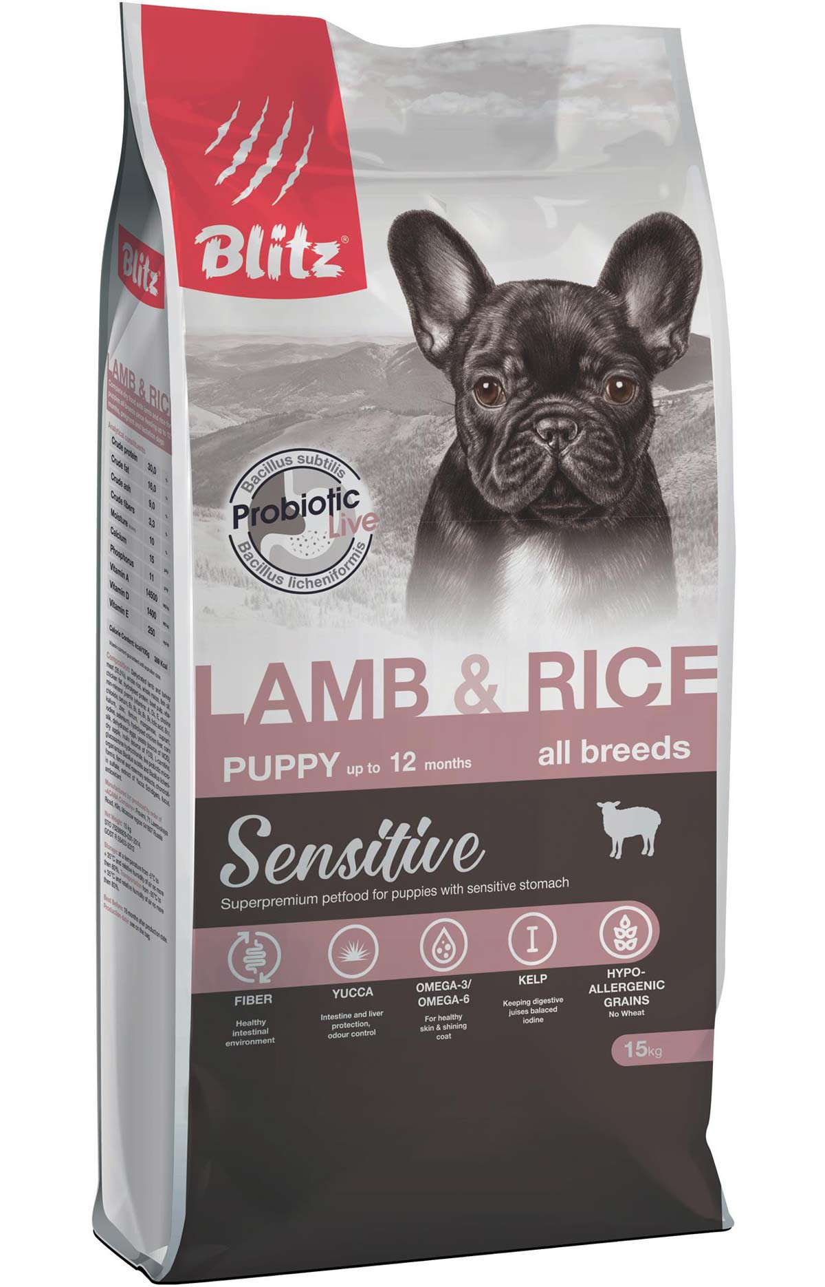 Blitz Sensitive с ягнёнком и рисом сухой корм для щенков всех пород