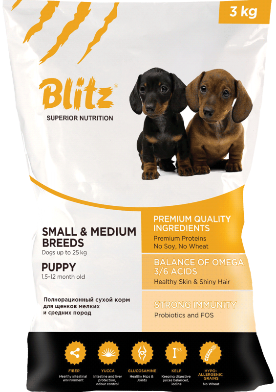 Blitz: сухой корм для щенков мелких и средних пород