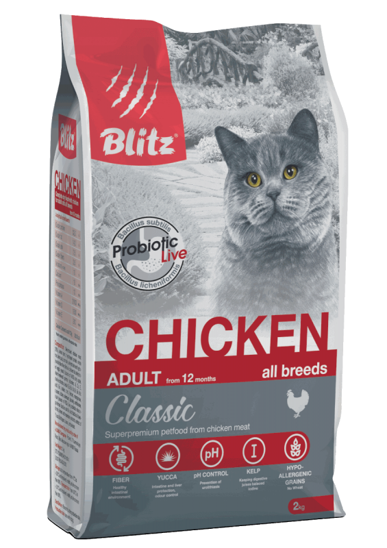 Blitz Classic "Курица" сухой корм для взрослых кошек