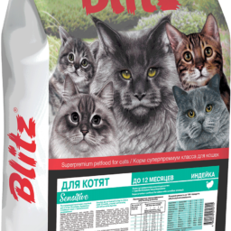 Blitz Sensitive с индейкой сухой корм для котят, беременных и кормящих кошек с чувствительным пищеварением