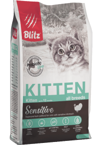 Blitz Sensitive с индейкой сухой корм для котят, беременных и кормящих кошек