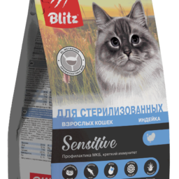 Blitz Sensitive с индейкой сухой корм для стерилизованных кошек с чувствительным пищеварением