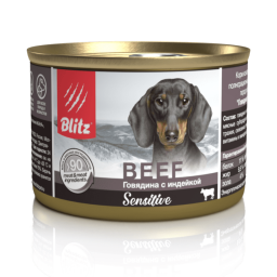 Blitz Sensitive «Говядина с индейкой» консервированный корм для собак всех пород и возрастов