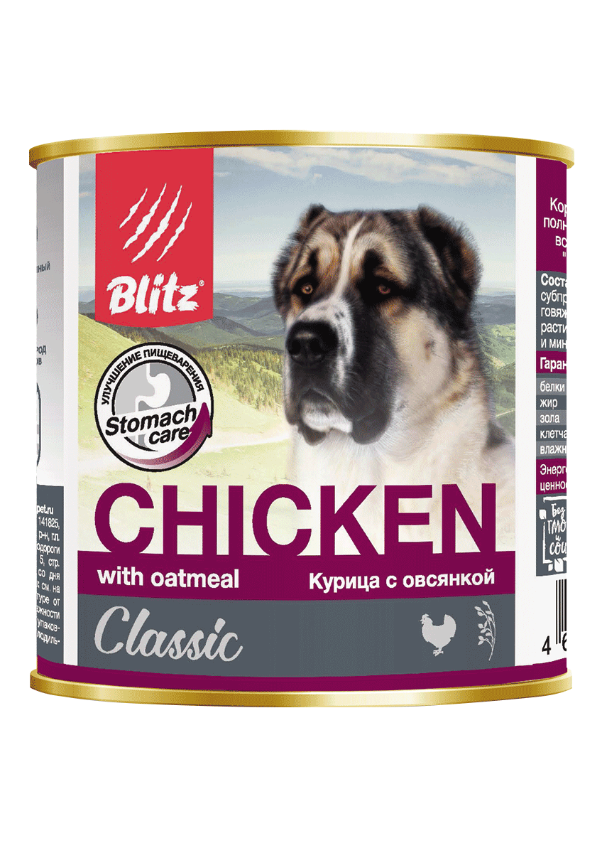 Blitz Classic «Курица с овсянкой» консервированный корм для собак всех пород и возрастов