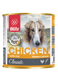 Blitz Classic "Курица с рисом" консервированный корм для собак всех пород и возрастов