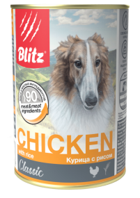 Blitz Classic "Курица с рисом" консервированный корм для собак всех пород и возрастов