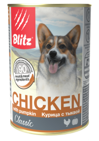 Blitz Classic "Курица с тыквой" консервированный корм для собак всех пород и возрастов