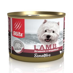 Blitz Sensitive «Ягнёнок с индейкой» консервированный корм для собак всех пород и возрастов