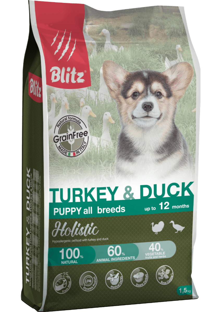 Blitz holistic. Корм для собак Blitz Holistic индейка и утка. Blitz корм для собак холистик. Blitz Holistic Turkey & Duck Puppy all Breeds. Блитз корм для собак для щенков.