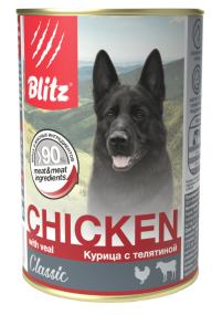 Blitz Classic "Курица с телятиной" консервированный корм для собак всех пород и возрастов