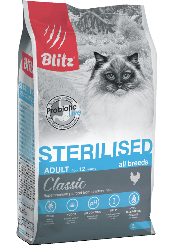 Blitz Classic с курицей сухой корм для стерилизованных кошек