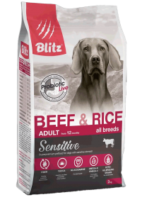 Blitz Sensitive с говядиной и рисом сухой корм для взрослых собак всех пород