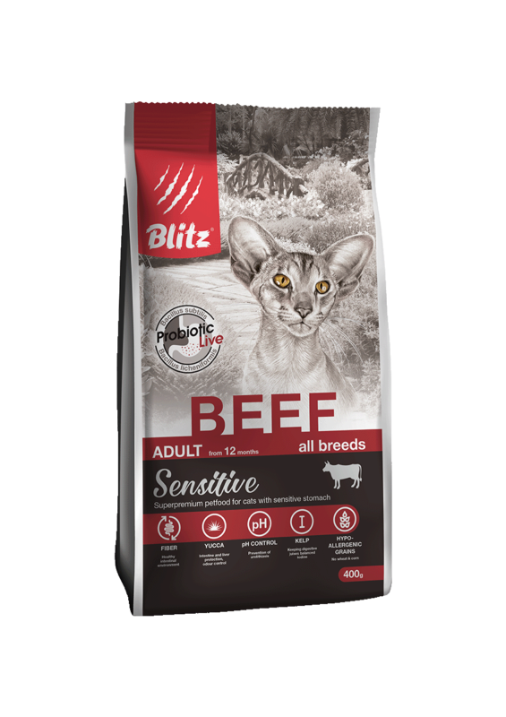 Blitz Sensitive Beef Adult Cats: сухой корм «Блиц» с говядиной для ...