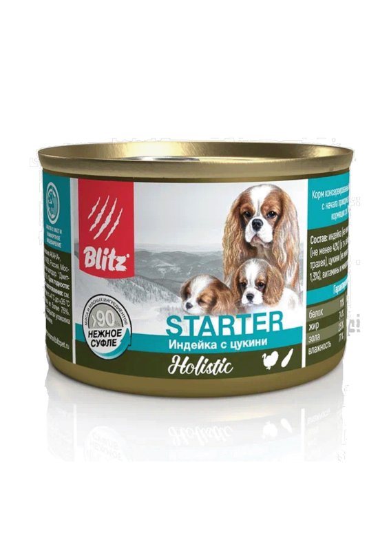 Blitz Holistic «Индейка с цукини» консервированный корм-стартер для щенков, беременных и кормящих сук