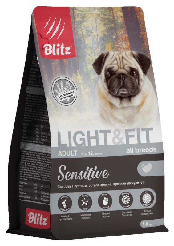 Blitz Sensitive Light & Fit сухой корм для взрослых собак с лишним весом