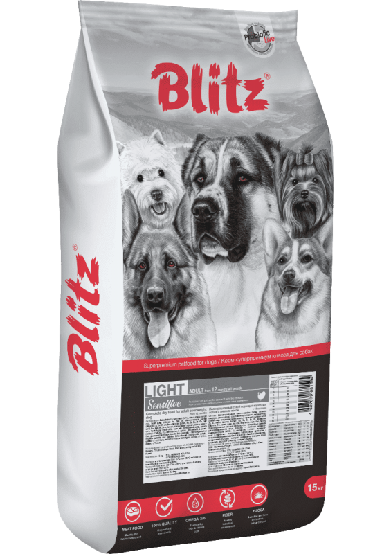 Blitz Sensitive Light сухой корм для взрослых собак с лишним весом