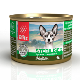 Blitz Holistic «Кролик с индейкой» нежное суфле — влажный корм для стерилизованных кошек