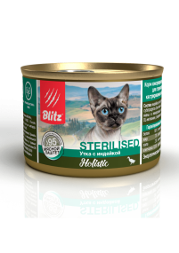 Blitz Holistic «Утка с индейкой» мясной паштет — влажный корм для стерилизованных кошек