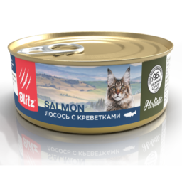 Blitz Holistic «Лосось с креветками» нежное суфле — влажный корм для взрослых кошек
