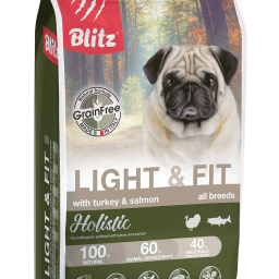 Blitz Holistic ИНДЕЙКА и ЛОСОСЬ – беззерновой корм для собак, склонных к лишнему весу