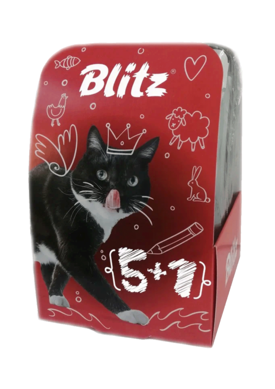 Blitz Sensitive Ассорти 5 + 1 набор влажных кормов для взрослых кошек