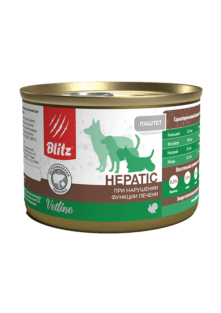 Blitz Hepatic влажный корм для собак при нарушении работы печени