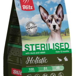 Blitz Holistic «Утка и кролик» — низкозерновой сухой корм для стерилизованных кошек