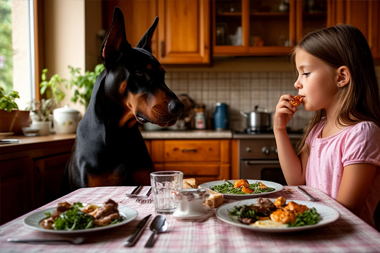 Как отучить собаку просить еду со стола?